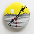 Buttons for The Goodman Gallery, 2013<br>fiberglass, steel, MDF, auto paint<br>35"x8"<br>Photographs courtesy of Goodman Gallery<br><br>Hank Willis Thomas
