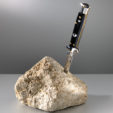 The Once and Future King, 2011<br>switch blade, stone<br>Various dimensions; approx.: 6.75x4.75x10.5"<br>Photo courtesy of Parkett Magazine<br>Mark Bradford - Parkett Magazine - Edition of 35